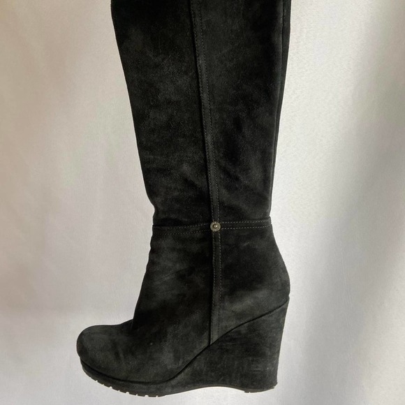 Amazing Authentic Black Wedged Platform Prada Boots size 37 - Picture 2 of 4